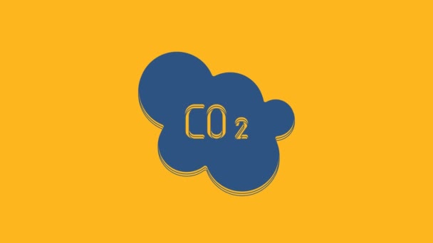 Blue Co2 Emissions Cloud Icon Isolated Orange Background Carbon Dioxide — ストック動画