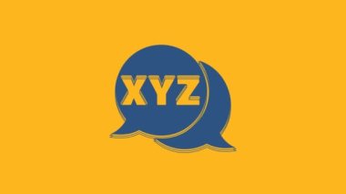 Mavi XYZ koordinat sistemi simgesi turuncu arkaplanda izole edildi. Grafik istatistikleri için XYZ ekseni. 4K Video hareketli grafik canlandırması.