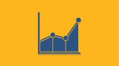 Mavi Grafik, çizelge, grafik, diyagram, bilgi, turuncu arkaplanda izole edilmiş turta grafik simgesi. 4K Video hareketli grafik canlandırması.