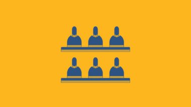 Mavi Jüri simgesi turuncu arka planda izole edildi. 4K Video hareketli grafik canlandırması.