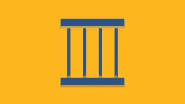 Blue Prison window icon isolated on orange background. 4K Video motion graphic animation.