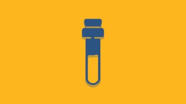 Blue Bottle with love potion icon isolated on orange background. Valentines day symbol. 4K Video motion graphic animation.