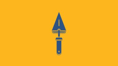 Blue Trowel icon isolated on orange background. 4K Video motion graphic animation.