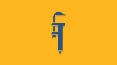 Blue Calliper or caliper and scale icon isolated on orange background. Precision measuring tools. 4K Video motion graphic animation.
