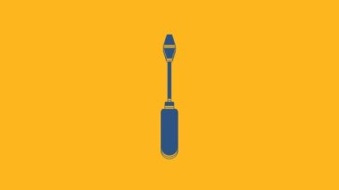 Blue Screwdriver icon isolated on orange background. Service tool symbol. 4K Video motion graphic animation.