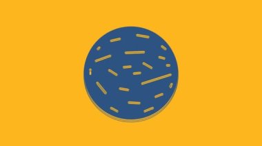 Mavi Gezegen Venüs simgesi turuncu arka planda izole edilmiş. 4K Video hareketli grafik canlandırması.