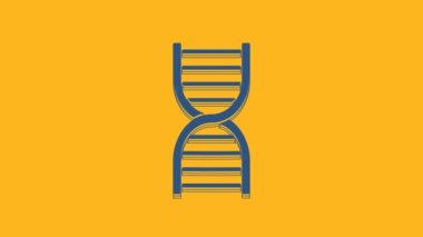 Blue DNA symbol icon isolated on orange background. 4K Video motion graphic animation.