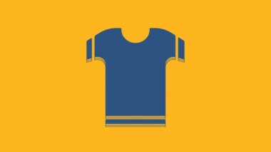 Blue T-shirt icon isolated on orange background. 4K Video motion graphic animation.