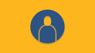 Blue Create account screen icon isolated on orange background. 4K Video motion graphic animation.