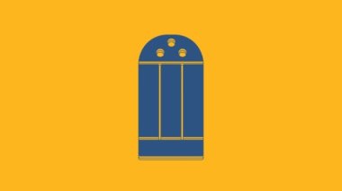 Mavi Tuz simgesi turuncu arka planda izole edildi. Yemek pişirme baharatları. 4K Video hareketli grafik canlandırması.