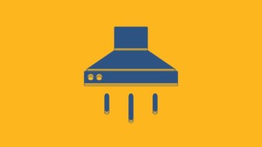 Blue Kitchen extractor fan icon isolated on orange background. Cooker hood. Kitchen exhaust. Household appliance. 4K Video motion graphic animation.