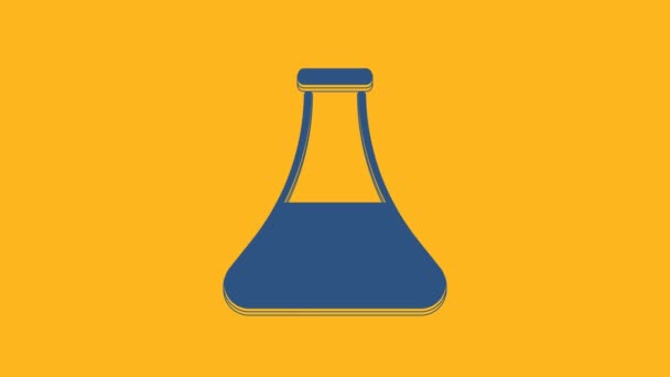 Blaues Reagenzglas Symbol Isoliert Auf Orangefarbenem Hintergrund Video Motion Grafik — Stockvideo
