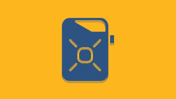 Blue Canister Motor Machine Oil Icon Isolated Orange Background Oil — 비디오