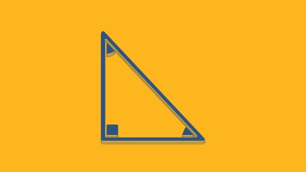 Icono Matemático Del Triángulo Azul Aislado Sobre Fondo Naranja Animación — Vídeo de stock