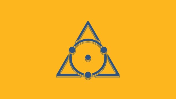 Icône Mathématiques Triangle Bleu Isolé Sur Fond Orange Animation Graphique — Video