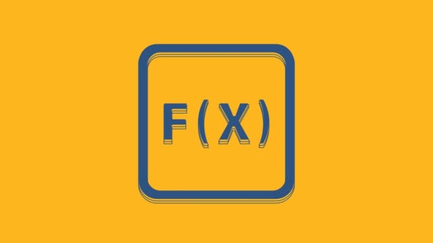 Icono Símbolo Matemático Función Azul Aislado Sobre Fondo Naranja Animación — Vídeos de Stock
