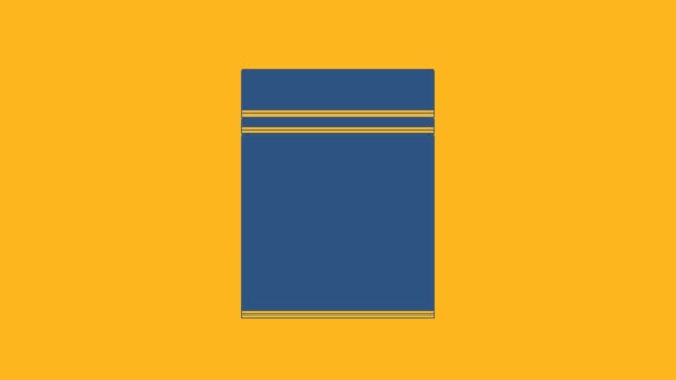 Μπλε Πλαστική Τσάντα Εικονίδιο Ziplock Που Απομονώνεται Πορτοκαλί Φόντο Γραφική — Αρχείο Βίντεο