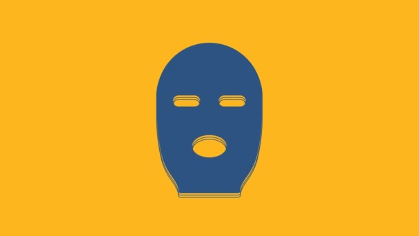 Blå Tyv Maske Ikon Isoleret Orange Baggrund Bandit Maske Kriminelle – Stock-video