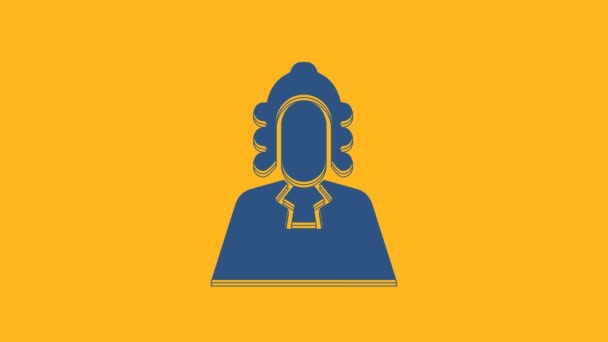 Ікона Blue Judge Ізольована Помаранчевому Тлі Відеографічна Анімація — стокове відео