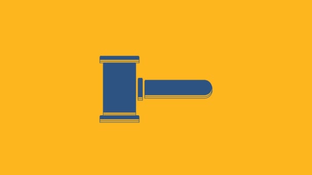 Blue Judge Gavel Icon Isolated Orange Background Gavel Adjudication Sentences — Stock videók