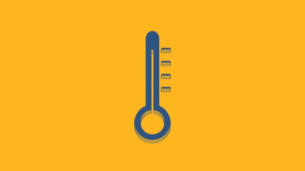Blue Meteorology Thermometer Measuring Icon Isolated Orange Background Thermometer Equipment — Vídeos de Stock