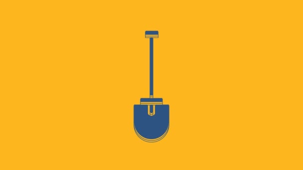 Blue Shovel Symbol Isoliert Auf Orangefarbenem Hintergrund Gartenwerkzeug Werkzeug Für — Stockvideo