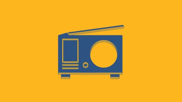 Blue Radio Antenna Icon Isolated Orange Background Video Motion Graphic — Wideo stockowe