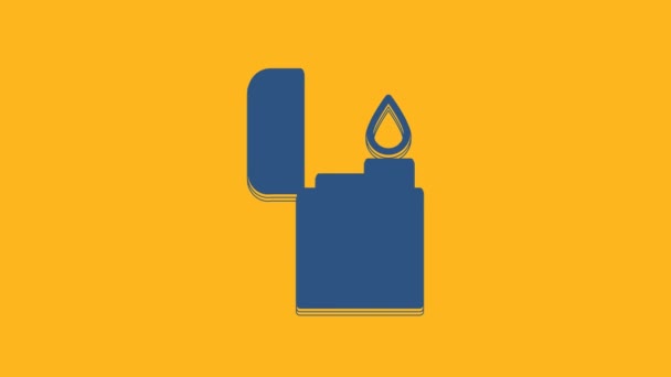 Blue Lighter Icon Isolated Orange Background Video Motion Graphic Animation — Vídeo de Stock