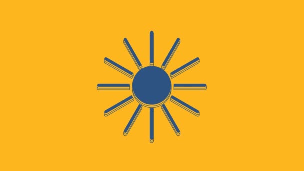 Blue Sun Icon Isolated Orange Background Summer Symbol Good Sunny — Stockvideo