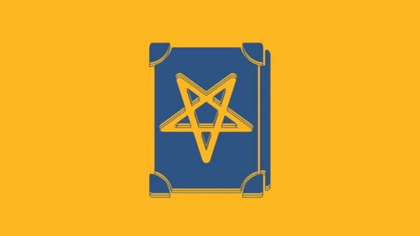 Blue Ancient Magische Boek Met Alchemie Recepten Mystieke Spreuken Betoveringen — Stockvideo