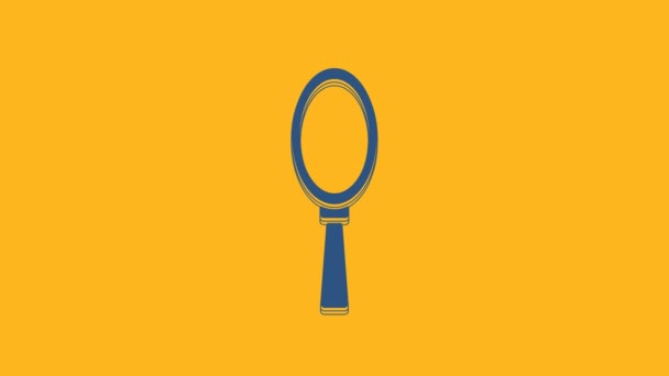 Blue Magic Hand Mirror Icon Isolated Orange Background Video Motion — Stock Video