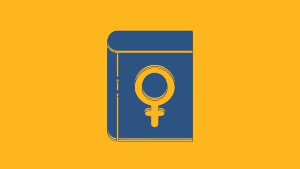 Blue Book Women Icon Isolated Orange Background March International Happy — Video