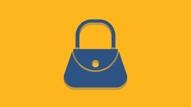 Blue Handbag Icon Isolated Orange Background Female Handbag Sign Glamour — Stockvideo