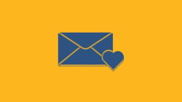 Μπλε Φάκελος Εικονίδιο Μαρτίου Που Απομονώνεται Πορτοκαλί Φόντο Μήνυμα Αγάπης — Αρχείο Βίντεο