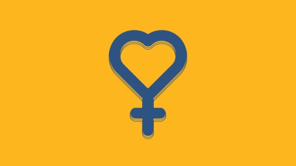Blue Female Gender Symbol Icon Isolated Orange Background Venus Symbol — ストック動画