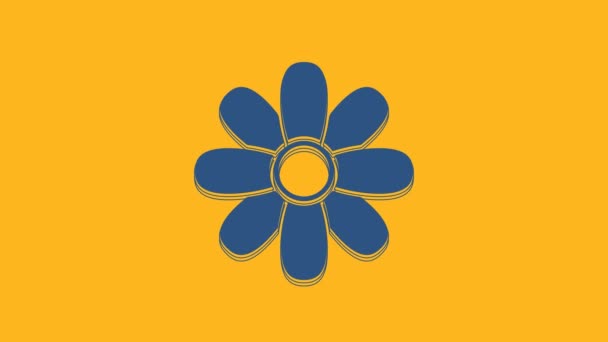 Icono Flor Azul Aislado Sobre Fondo Naranja Marzo Día Internacional — Vídeos de Stock