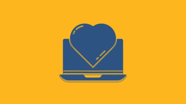Blue Online Dating App Chat Icon Isolated Orange Background International — Video