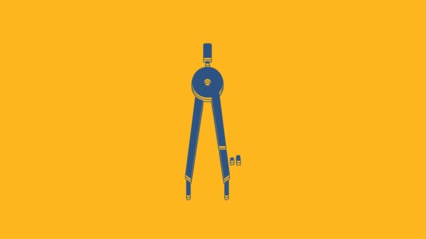 Icono Brújula Dibujo Azul Aislado Sobre Fondo Naranja Señal Brújulas — Vídeo de stock