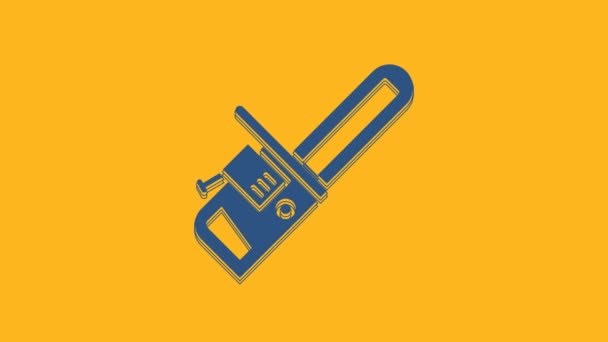 Blue Chainsaw Icon Isolated Orange Background Video Motion Graphic Animation — 비디오