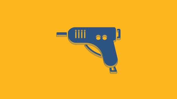 Blue Electric Icona Pistola Colla Caldo Isolato Sfondo Arancione Colla — Video Stock
