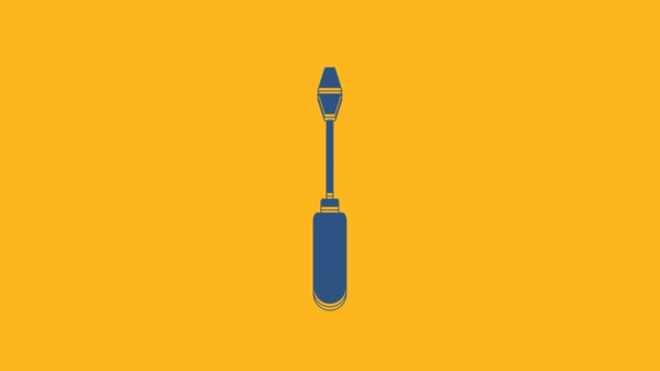 Blue Screwdriver Icon Isolated Orange Background Service Tool Symbol Video — 비디오