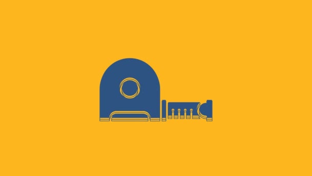 Blue Roulette Construction Icon Isolated Orange Background Tape Measure Symbol — Stockvideo