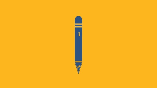 Modrá Tužka Gumovou Ikonou Izolovanou Oranžovém Pozadí Kreslicí Vzdělávací Nástroje — Stock video