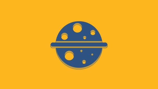 Saturno Pianeta Blu Con Icona Del Sistema Anello Planetario Isolata — Video Stock