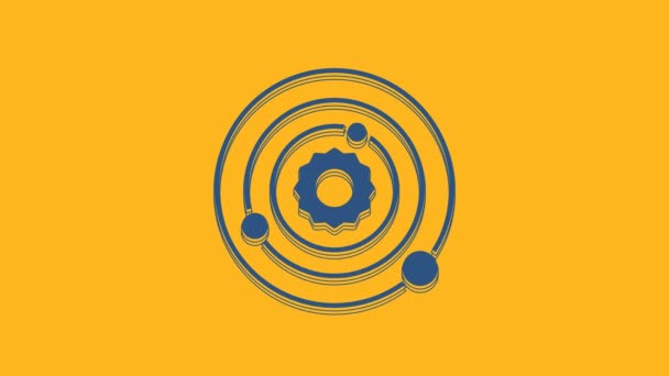 Icono Azul Del Sistema Solar Aislado Sobre Fondo Naranja Los — Vídeo de stock