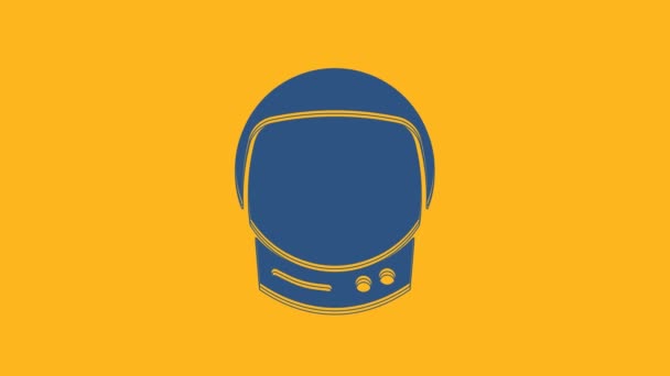 Icona Del Casco Astronauta Blu Isolata Sfondo Arancione Animazione Grafica — Video Stock