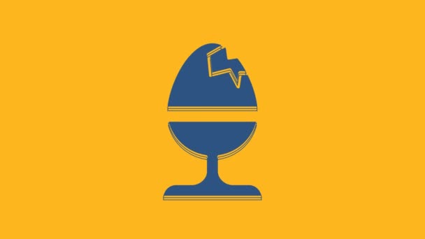 Blue Chicken Egg Stoisku Ikona Izolowane Pomarańczowym Tle Szczęśliwej Wielkanocy — Wideo stockowe