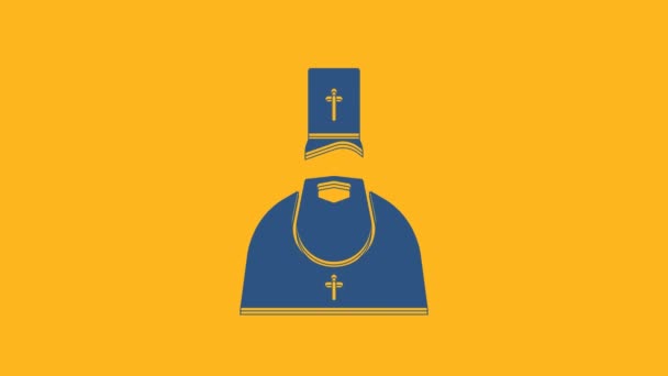 Blue Priest Icon Isolated Orange Background Video Motion Graphic Animation — Stock Video
