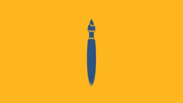 Синий Значок Кисти Выделен Оранжевом Фоне Видеографическая Анимация — стоковое видео