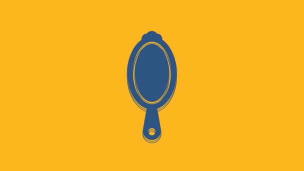 Ícone Espelho Mão Mágica Azul Isolado Fundo Laranja Animação Gráfica — Vídeo de Stock